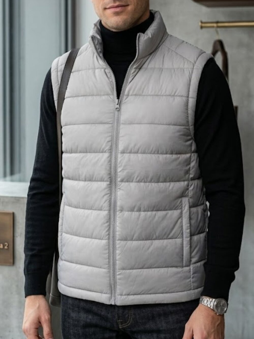 NWT St. John's Bay Warsaw Gray Quilted Puffer Vest Full Zip Size L Large